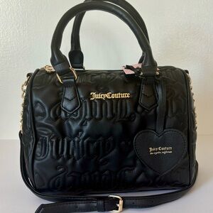 JUICY COUTURE Bag Bestsellers Fame Satchel w/ Crossbody Strap, Black Quilted NWT